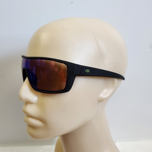 FOSTER Grant Black Rubberized Mirrored Polorized Wrap Around Sunglasses Unisex - Picture 5 of 13
